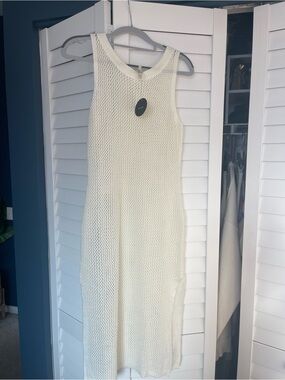 Lulu's Cream Sleeveless Knit Midi Dress